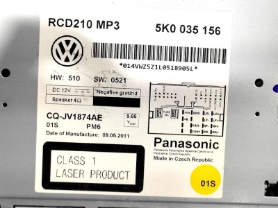 Магнитола (2din) VW Golf VI (2008-2013)  5K0057156X