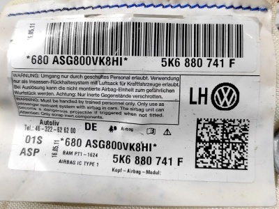 Подушка безопасности левая (шторка) VW Golf VI (2008-2013)  5K6880741D